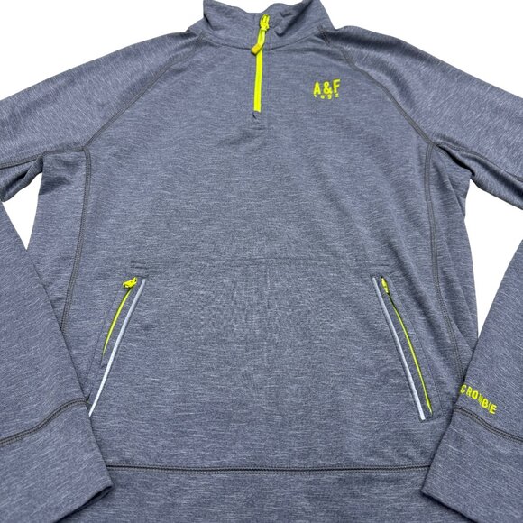 Abercrombie & Fitch Muscle Track Jacket Gray 1/4 Zip Pullover, Size L - Picture 3 of 8